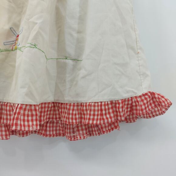 Vtg Girls Red White Gingham Baby Dress Smocked Sleeveless - Picture 6 of 15